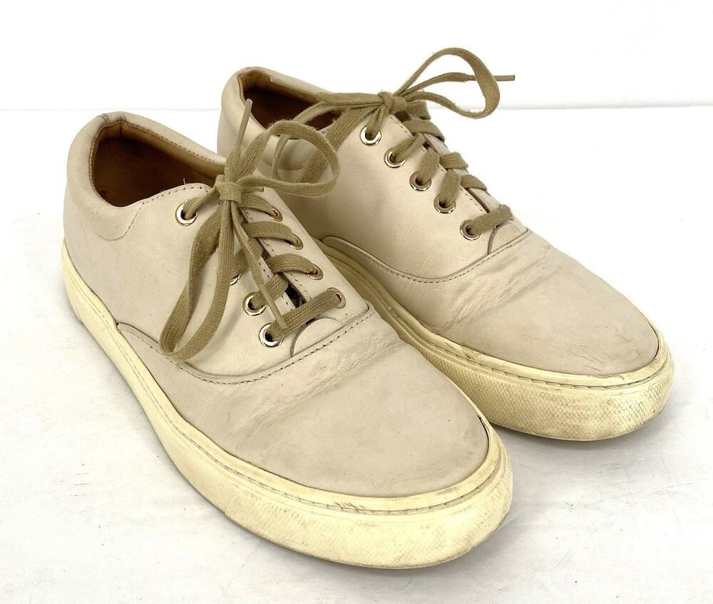 Nisolo Leather Sneakers Womens 6 Cream Ivory Low Top Lace Up Casual Shoes